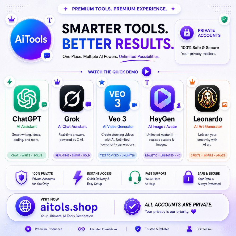 ChatGPT,Grok,Veo 3,HeyGen,Leonardo 5 Tools Pack